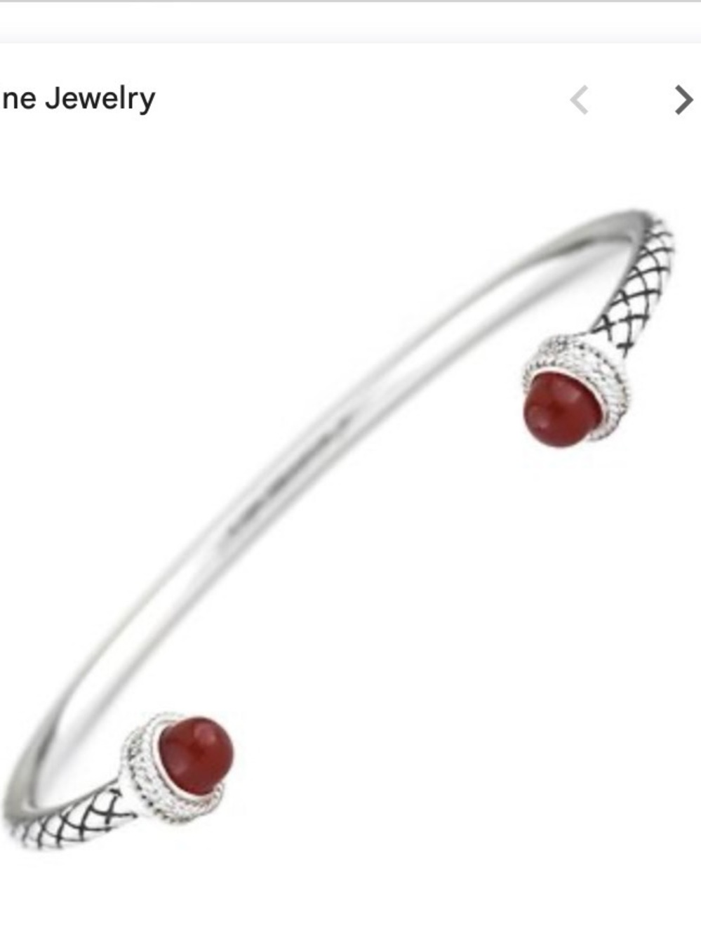 Andrea Candela Solid Sterling & 18Kt Gold Red Agate Cabochon Bracelet